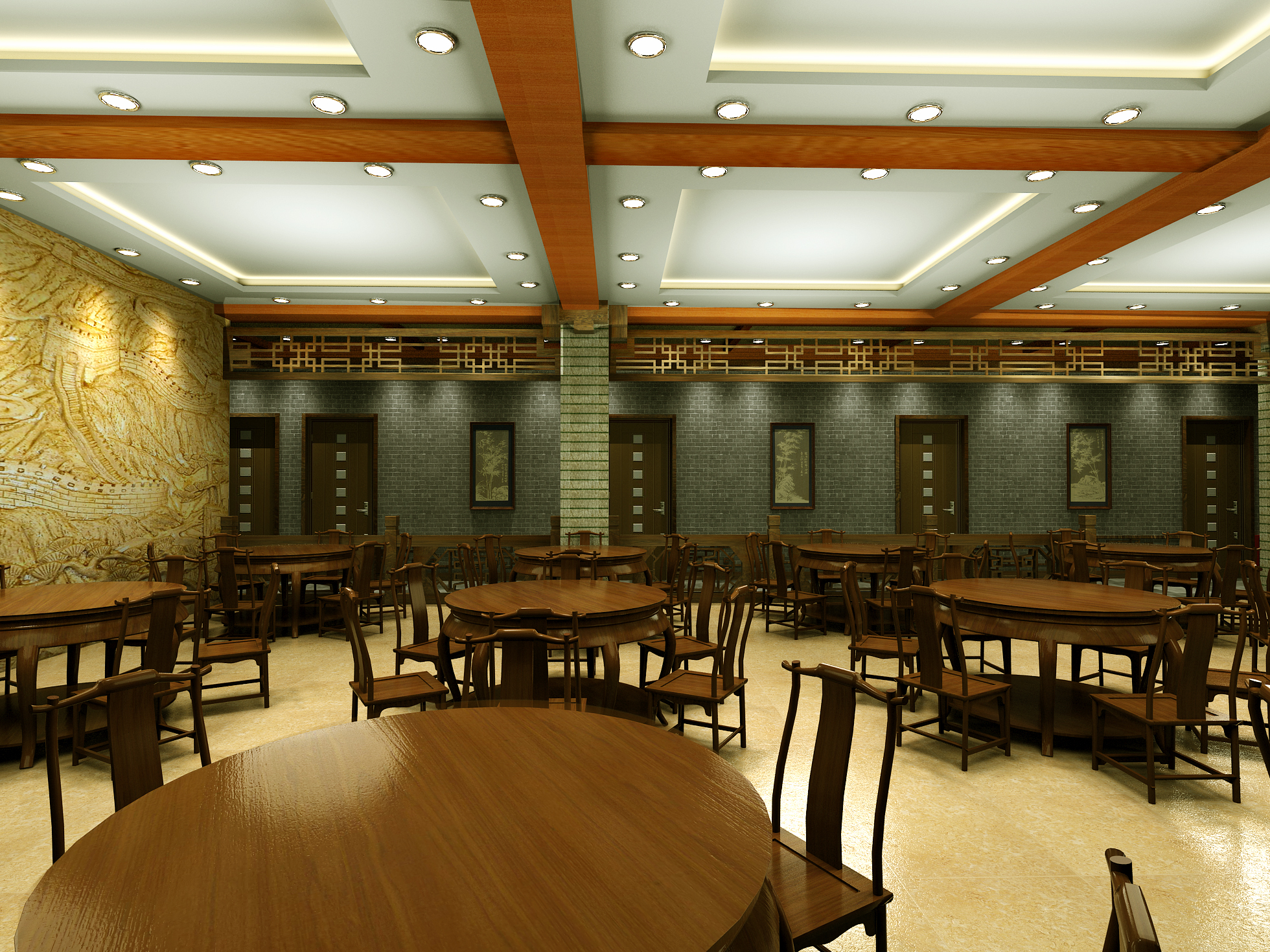 528平中式餐飲空間裝修設計效果圖